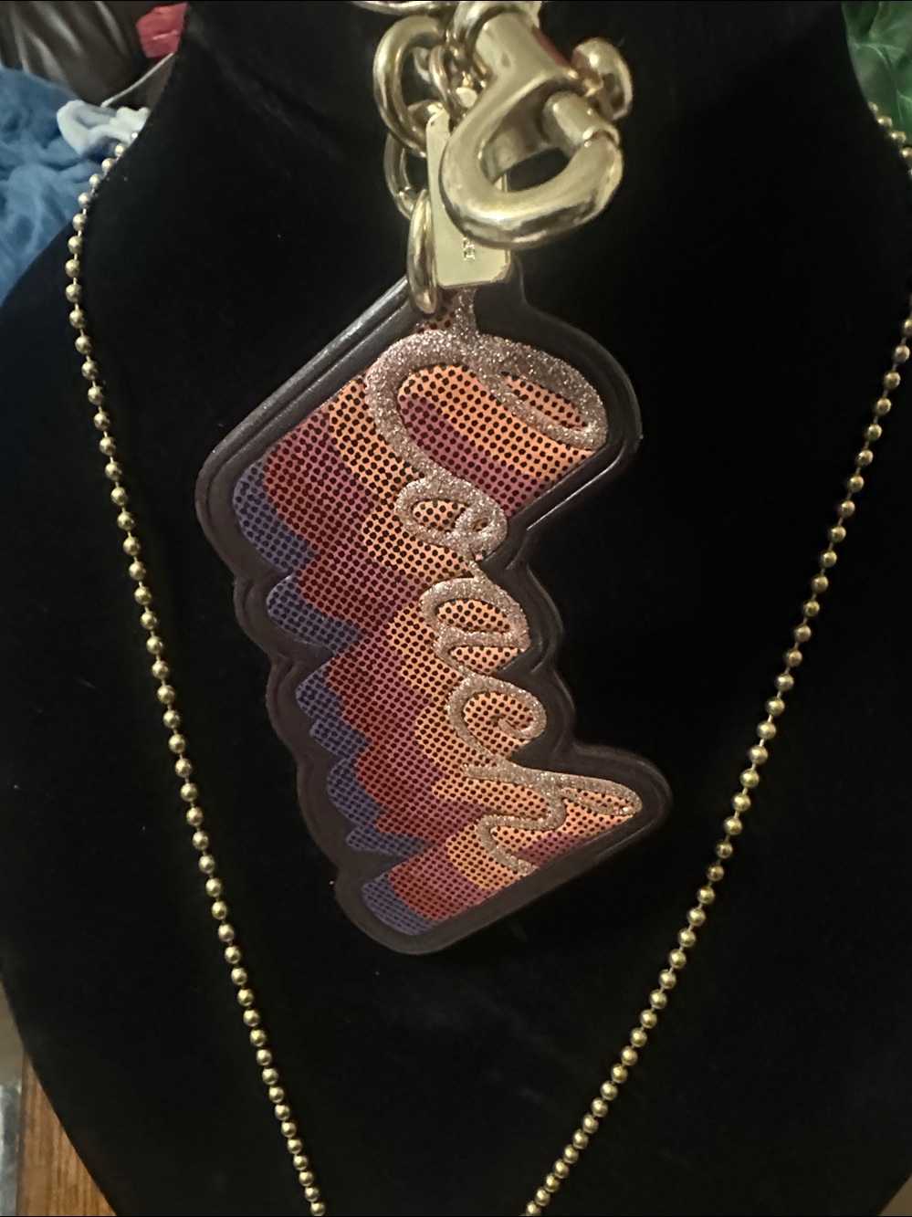 Coach Multicolor Leather Keychain Charm - Orange, Burgundy, Purple